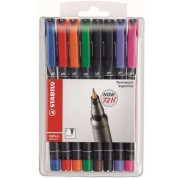 Stabilo OHPen Pack de 8 Rotuladores Permanentes - Punta Superfina - Trazo de 0.4mm - Agarre Antideslizante - Tapon Ventilado - Colores Surtidos