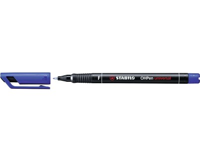 Stabilo OHPen Rotulador Permanente - Punta Fina - Trazo de 0.7mm - Agarre Antideslizante - Tapon Ventilado - Color Azul