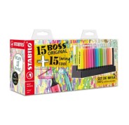 Stabilo Pack de Set de Mesa con 15 Marcadores Stabilo Boss y 15 Marcadores Swing Cool - Tinta con Base de Agua - Colores Surtidos