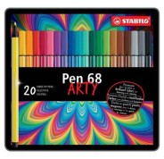 Stabilo Pen 68 Arty Caja Metalica de 20 Rotuladores - Punta de Fibra - Trazo de 1mm aprox. - Tinta a Base de Agua - Capuchon Ventilado - Colores Surtidos