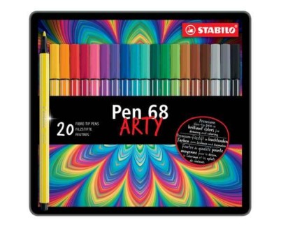 Stabilo Pen 68 Arty Caja Metalica de 20 Rotuladores - Punta de Fibra - Trazo de 1mm aprox. - Tinta a Base de Agua - Capuchon Ventilado - Colores Surtidos