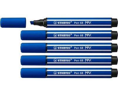 Stabilo Pen 68 MAX Rotulador - Punta de Fibra Biselada - Trazo entre 1-5mm aprox. - Tinta a Base de Agua - Color Azul Marino