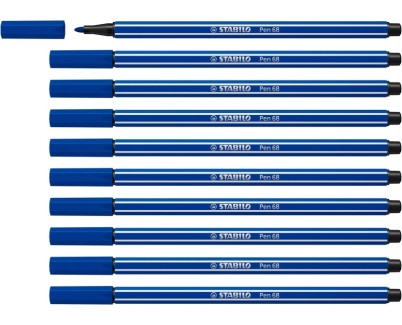 Stabilo Pen 68 Rotulador de Punta de Fibra - Trazo de 1mm aprox. - Tinta con Base de Agua - Color Azul Marino