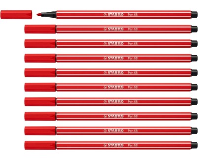 Stabilo Pen 68 Rotulador de Punta de Fibra - Trazo de 1mm aprox. - Tinta con Base de Agua - Color Carmin