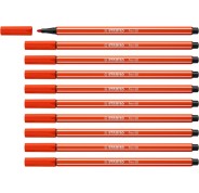 Stabilo Pen 68 Rotulador de Punta de Fibra - Trazo de 1mm aprox. - Tinta con Base de Agua - Color Rojo
