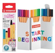 Stabilo Point 88 Pack de 18 Rotuladores de Punta de Fibra - Trazo de 0.4mm aprox. - Tinta con Base de Agua - Colores Surtidos