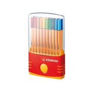 Stabilo Point 88 Pack de 20 Rotuladores de Punta Fina de Fibra - Trazo de 0.4mm. - Tinta con Base de Agua - Apto para Reglas y Plantillas - Colores Surtidos