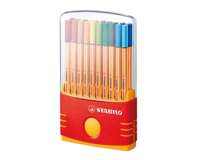 Stabilo Point 88 Pack de 20 Rotuladores de Punta Fina de Fibra - Trazo de 0.4mm. - Tinta con Base de Agua - Apto para Reglas y Plantillas - Colores Surtidos