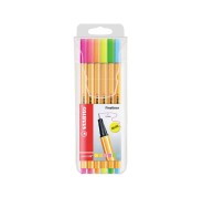 Stabilo Point 88 Pack de 6 Rotuladores de Punta Fina de Fibra - Trazo de 0.4 mm - Tinta con Base de Agua - Colores Surtidos Neon