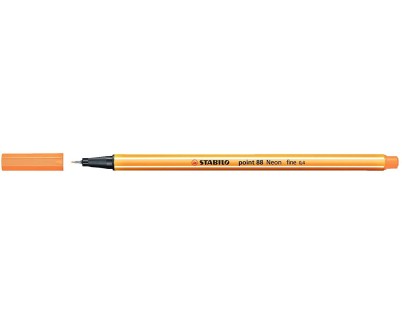 Stabilo Point 88 Rotulador de Punta Fina de Fibra - Trazo de 0.4 mm - Tinta con Base de Agua - Color Naranja Neon