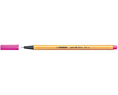 Stabilo Point 88 Rotulador de Punta Fina de Fibra - Trazo de 0.4 mm - Tinta con Base de Agua - Color Rosa Neon