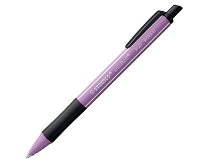 Stabilo Pointball Naturecolors Wildflower Boligrafo Retractil - Trazo 0.5mm - Hecho con 87% Bioplastico - Grip Antideslizante - Recargable - Tinta Azul - Color del Cuerpo Lila Grisaceo