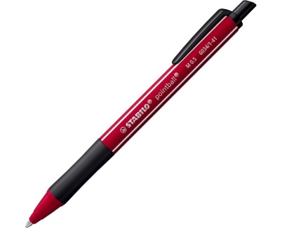 Stabilo Pointball Naturecolors Wildflower Boligrafo Retractil - Trazo 0.5mm - Hecho con 87% Bioplastico - Grip Antideslizante - Recargable - Tinta Azul - Color del Cuerpo Rojo Borgo&ntilde;a