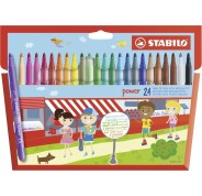 Stabilo Power Pack con 24 Rotuladores de Colores - Punta Media de 2mm - Tinta Lavable - Capuchon Ventilado - Colores Surtidos