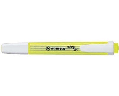 Stabilo Swing Cool Marcador Fluorescente - Cuerpo Plano - Punta Biselada - Trazo entre 1 y 4mm - Tinta con Base de Agua - Antisecado - Color Amarillo Fluorescente