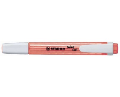 Stabilo Swing Cool Marcador Fluorescente - Cuerpo Plano - Punta Biselada - Trazo entre 1 y 4mm - Tinta con Base de Agua - Antisecado - Color Rojo