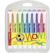 Stabilo Swing Cool Pack de 8 Marcadores Fluorescentes - Cuerpo Plano - Punta Biselada - Trazo entre 1 y 4mm - Tinta con Base de Agua - Antisecado - Colores Surtidos