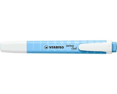 Stabilo Swing Cool Pastel Marcador Fluorescente - Cuerpo Plano - Punta Biselada - Trazo entre 1 y 4mm - Tinta con Base de Agua - Antisecado - Color Azul Ventoso