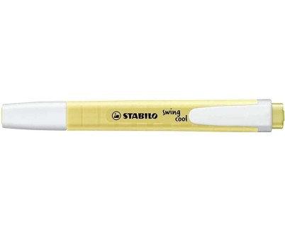 Stabilo Swing Cool Pastel Marcador Fluorescente - Cuerpo Plano - Punta Biselada - Trazo entre 1 y 4mm - Tinta con Base de Agua - Color Amarillo Cremoso