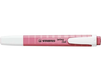 Stabilo Swing Cool Pastel Marcador Fluorescente - Cuerpo Plano - Punta Biselada - Trazo entre 1 y 4mm - Tinta con Base de Agua - Color Rosa Cerezo en Flor
