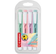 Stabilo Swing Cool Pastel Pack de 4 Marcadores Fluorescentes - Cuerpo Plano - Punta Biselada - Trazo entre 1 y 4mm - Tinta con Base de Agua - Colores Surtidos