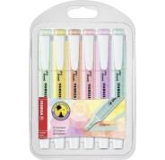 Stabilo Swing Cool Pastel Pack de 6 Marcadores Fluorescentes - Cuerpo Plano - Punta Biselada - Trazo entre 1 y 4mm - Tinta con Base de Agua - Colores Surtidos
