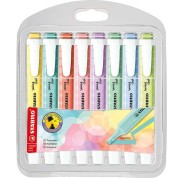Stabilo Swing Cool Pastel Pack de 8 Marcadores Fluorescentes - Cuerpo Plano - Punta Biselada - Trazo entre 1 y 4mm - Tinta con Base de Agua - Colores Surtidos