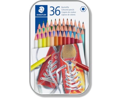 Staedtler 175 Caja Metalica de 36 Lapices Hexagonales de Colores - Colores Surtidos