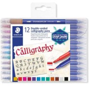 Staedtler 3005 Pack de 12 Rotuladores de Doble Punta para Caligrafia - Colores Surtidos