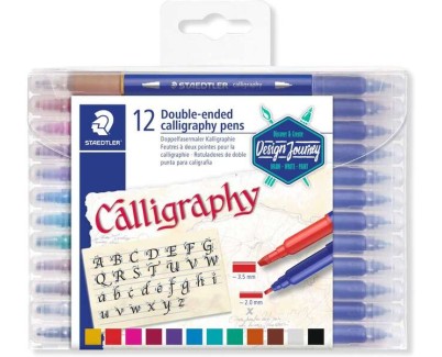 Staedtler 3005 Pack de 12 Rotuladores de Doble Punta para Caligrafia - Colores Surtidos