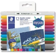 Staedtler 3190 Pack de 12 Rotuladores de Doble Punta para Textil - Colores Surtidos