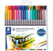 Staedtler 3200 Pack de 36 Rotuladores de Doble Punta - Resistente a la Presion - Colores Surtidos