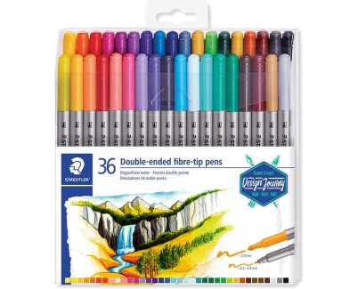 Staedtler 3200 Pack de 36 Rotuladores de Doble Punta - Resistente a la Presion - Colores Surtidos