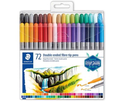 Staedtler 3200 Pack de 72 Rotuladores de Doble Punta - Resistente a la Presion - Colores Surtidos