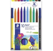 Staedtler 326 Pack de 10 Rotuladores Punta de Fibra - Trazo 1.0mm Aprox - Resistente a la Presion - Tinta a Base de Agua Antisecado - Colores Surtidos