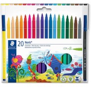 Staedtler 326 Pack de 20 Rotuladores Punta de Fibra - Trazo 1.0mm Aprox - Resistente a la Presion - Tinta a Base de Agua Antisecado - Colores Surtidos