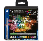 Staedtler 371 Pack de 12 Rotuladores Punta de Pincel Suave - Colores Vivos y Brillantes - No Amarillea con el Paso del Tiempo - Nueva Tinta Multi Ink - Pigmentos de Primera Calidad - Colores Nature Surtidos