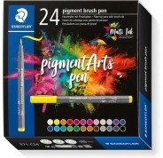 Staedtler 371 Pack de 24 Rotuladores Punta de Pincel Suave - Colores Vivos y Brillantes - No Amarillea con el Paso del Tiempo - Nueva Tinta Multi Ink - Pigmentos de Primera Calidad - Colores Surtidos