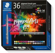 Staedtler 371 Pack de 36 Rotuladores Punta de Pincel Suave - Colores Vivos y Brillantes - No Amarillea con el Paso del Tiempo - Nueva Tinta Multi Ink - Pigmentos de Primera Calidad - Colores Surtidos