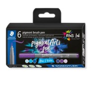 Staedtler 371 Pack de 6 Rotuladores Punta de Pincel Suave - Colores Vivos y Brillantes - No Amarillea con el Paso del Tiempo - Nueva Tinta Multi Ink - Pigmentos de Primera Calidad - Colores Azules/Violetas Surtidos