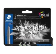 Staedtler 376 Pack de 2 Rotuladores Punta de Fibra Redonda - Ancho de Linea aprox. 1,0mm - Colores Vivos y Brillantes - No Amarillea con el Paso del Tiempo - Nueva Tinta Multi Ink - Pigmentos de Primera Calidad - Color Negro