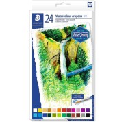 Staedtler Crayones Acuarelables 223 Pack de 24 Lapices de Cera - Facil de Mezclar - Extremadamente Opacos - Colores Surtidos