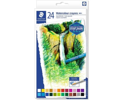 Staedtler Crayones Acuarelables 223 Pack de 24 Lapices de Cera - Facil de Mezclar - Extremadamente Opacos - Colores Surtidos