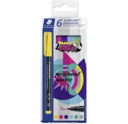 Staedtler Lumocolor 317 Pack de 6 Rotuladores Permanentes - Punta Media Redonda - Trazo 1mm Aprox - Capuchon con Clip - Secado Rapido - Colores Surtidos