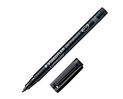 Staedtler Lumocolor 317 Rotulador Permanente - Punta Media Redonda - Trazo 1mm Aprox - Capuchon con Clip - Secado Rapido - Color Negro