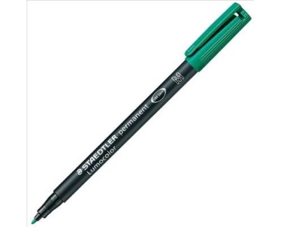 Staedtler Lumocolor 317 Rotulador Permanente - Punta Media Redonda - Trazo 1mm Aprox - Capuchon con Clip - Secado Rapido - Color Verde