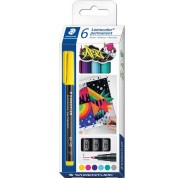 Staedtler Lumocolor 318 C6 Pack de 6 Rotuladores Permanentes - Trazo de 0.6mm Aprox - Secado Rapido - Colores Surtidos