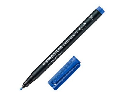 Staedtler Lumocolor 318 Rotulador Permanente - Punta Fina Redonda - Trazo 0.6mm - Capuchon con Clip - Secado Rapido - Color Azul