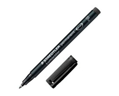 Staedtler Lumocolor 318 Rotulador Permanente - Punta Fina Redonda - Trazo 0.6mm - Capuchon con Clip - Secado Rapido - Color Negro