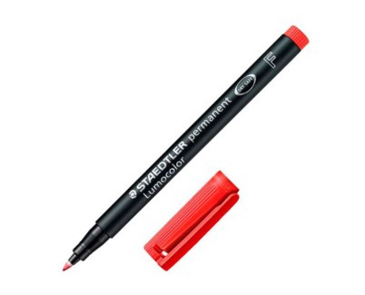 Staedtler Lumocolor 318 Rotulador Permanente - Punta Fina Redonda - Trazo 0.6mm - Capuchon con Clip - Secado Rapido - Color Rojo